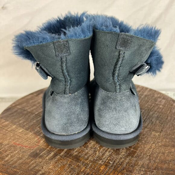 Kirkland Signature Boots Kids Girls 2 Blue Suede Wool Shearling Buckle Winter - Picture 5 of 11